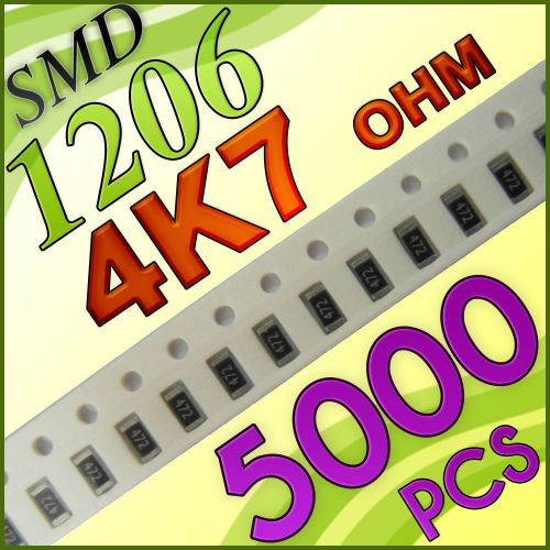 5000 4k7 ohm ohms SMD 1206 Chip Resistors Surface Mount watts (+/-)5%