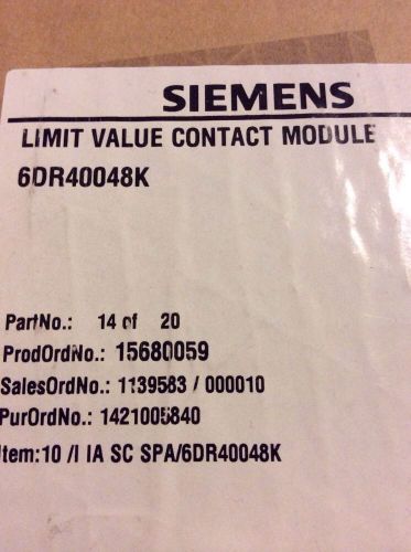 Siemens Limit Value Contact Module 6DR40048K