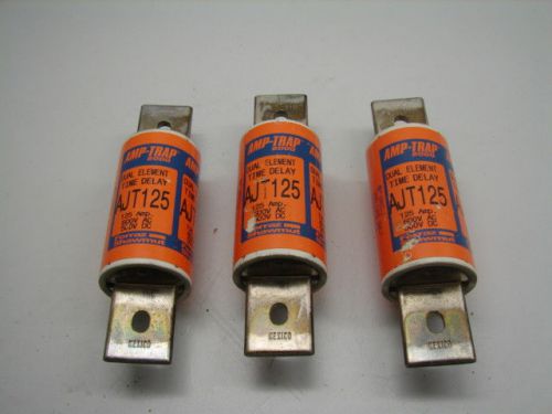 Gould shawmut ajt125 dual element time delay fuse 125a 600vac (lot of 3) *xlnt* for sale