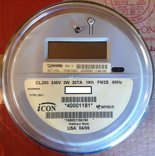 SENSUS, WATTHOUR METER (KWH) ICON, TYPE iSAI,  240 VOLTS, FM2S, 200 AMPS, 4 LUGS