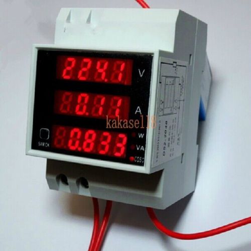 AC 110V 220V Digital DIN RAIL100A watt power meter Ammeter Voltmeter 80-300V