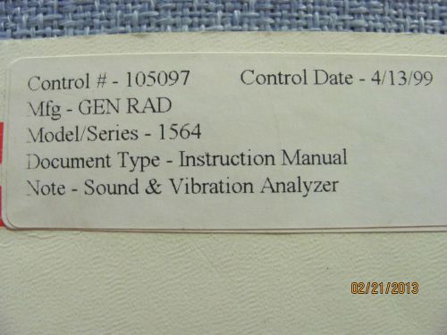 GENERAL RADIO MODEL 1564: Sound &amp; Vibration Analyzer - Instruct Manual w/schems