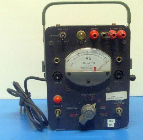General Radio Company Megohmmeter Type 1862-C For Leakage Resistance Measurement