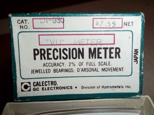 Panel Meter 2&#034; Calectro Model D1-930: -20 to +3 VU (Volume Unit)New In Box