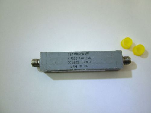 RF BANDPASS FILTER CF 7.6GHz BW 470MHz FSY MICROWAVE C7600-470-6SS