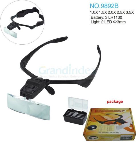 Headhand helmet magnifier led head light magnifying loupe #9892b 5pcs lens for sale
