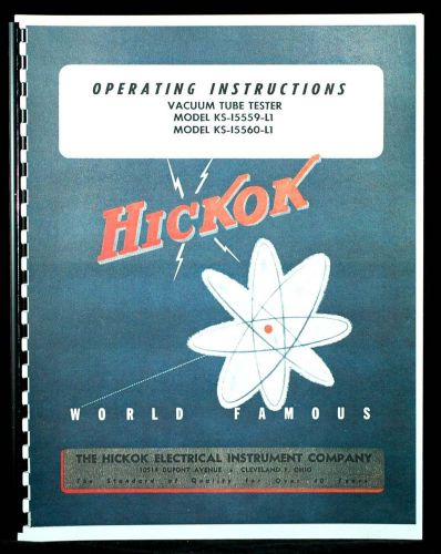 Hickok ks-15559-l1 ks-15560-l1 tube tester manual for sale
