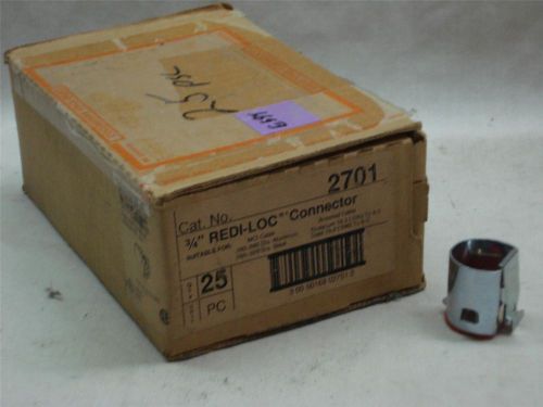 Hubbell Raco Redi-Loc Connector,  Box of 25,  Cable Lock,  2701 / 3LV75A,  NIB