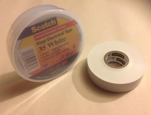 SCOTCH 3/4&#034; X 66&#039; WHITE Electrical Tape, Color Coding, Vinyl 35 White 3/4inx66ft