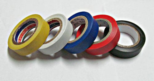 5 pcs General Purpose PVC Electrical Tape  Red/White/Blue/Black/Yellow