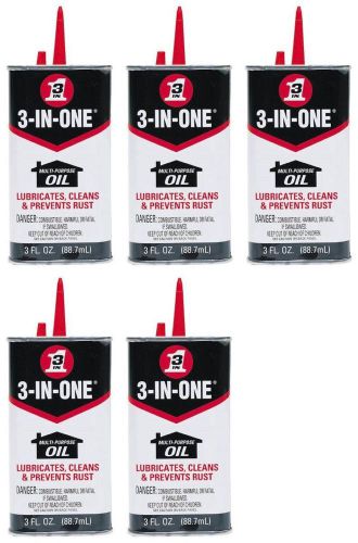 (5)3-In-One 10035 Multi Purpose Oil 3oz Lubricates Cleans Protects Prevents Rust