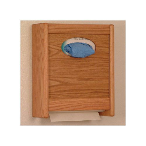Wooden mallet combo towel dispenser and glove/tissue holder light oak for sale