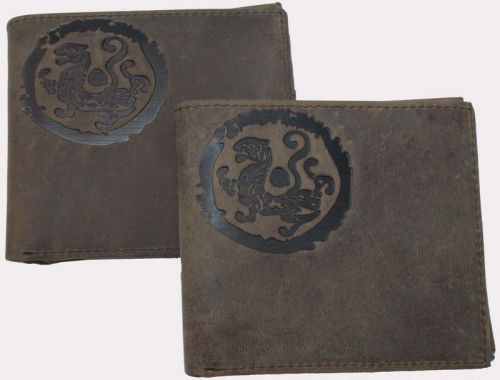 Handmade vintage men genuine cowhide leather wallet bag brown  a2-1 for sale
