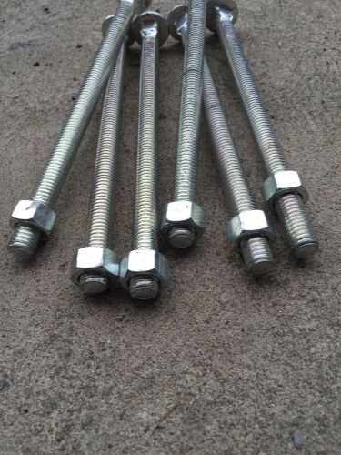 6  Carriage Head Bolts1/2-13 x 8 Zinc Plated 307A &amp; Nuts