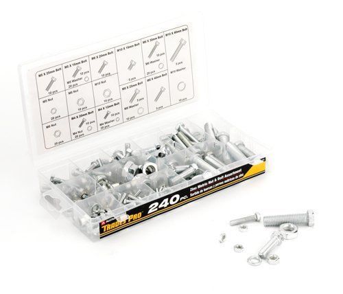 New tradespro 836344 zinc metric nut and bolt assortment, 240-piece for sale
