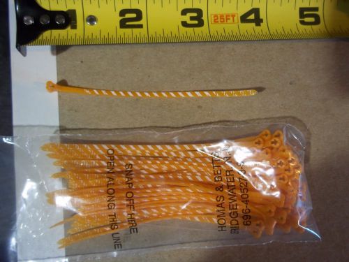 T&amp;b id ty-rap  cable zip tie 3-3/8&#034; long - orange w/ white strips - bag of 250! for sale
