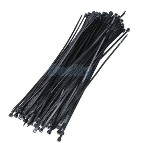 100PCS Pack 7.7&#034; inch Black Network Cable Cord Wire Tie Strap Zip Nylon