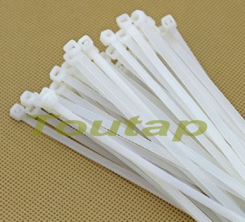 500pcs 8&#034; inch white network cable cord wire strap zip tie nylon 2.7*200mm new for sale