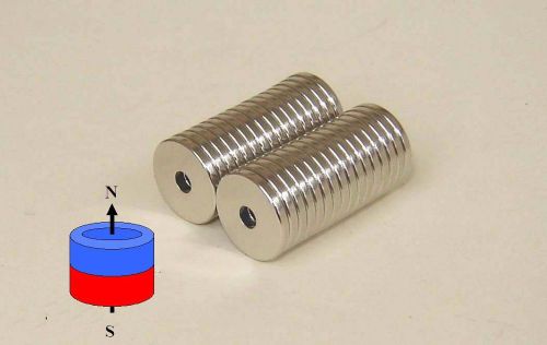 50 pcs of  N45, OD3/8&#034; x 1/8&#034;id x1/16&#034;Neodymium Ring Magnets