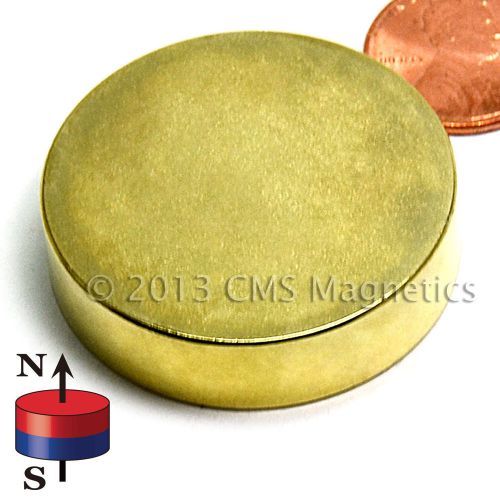 20 pc n42 1.5&#034; x 3/8&#034; neodymium disk magnets - gold for sale