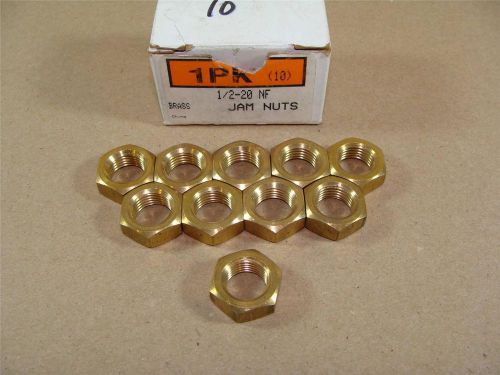 BOX OF (10) 1/2&#034;-20 NF BRASS JAM NUT 1/4&#034; THICK NEW OLD STOCK **FREE SHIPPING**