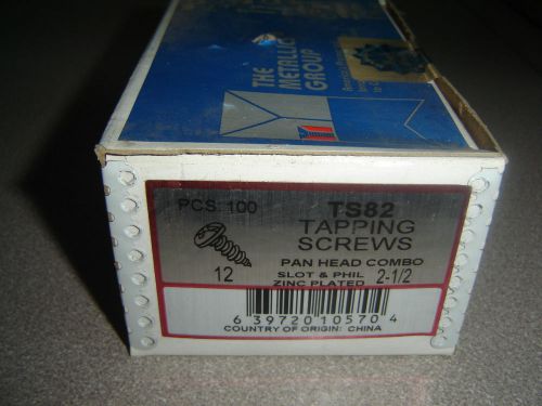 Lot of 50 Tapping Screws TS82 #12 x 2-1/2&#034; Pan Head Combination Steel &amp; Zinc