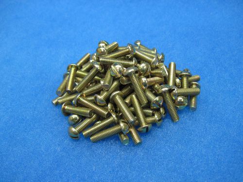 (100) Slotted Round Hd Machine Screws: 10-32 x 3/4&#034; Yellow Zinc/Cad Plated Steel