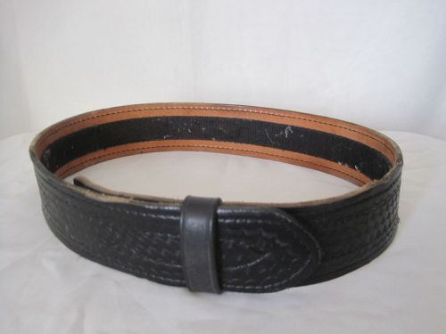 Safariland black leather velcro duty belt police basketweave 32 see measurements for sale