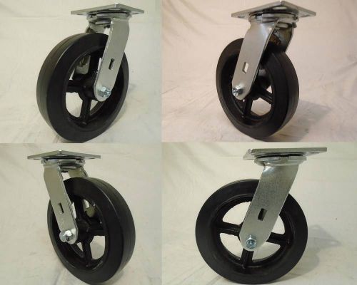 8&#034; x 2&#034; swivel casters w/ rubber wheel on steel hub (4) 500lb each tool box for sale
