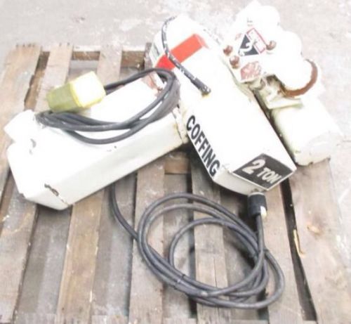Coffing 2 ton electric chain hoist w/ electric motor driven trolley for sale