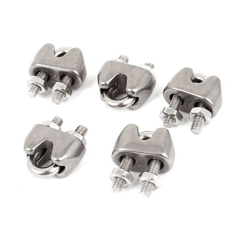 4mm 5/32&#034; Stainless Steel Wire Ropes U Bolt Clips Clamp Silver Tone 5 Pcs