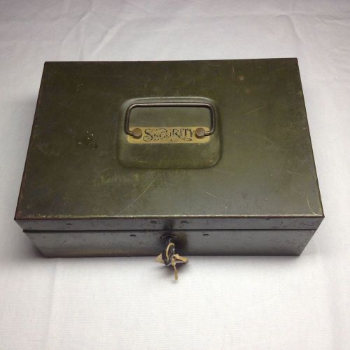 Vintage Green &#034;Security&#034; Lock Box with Key