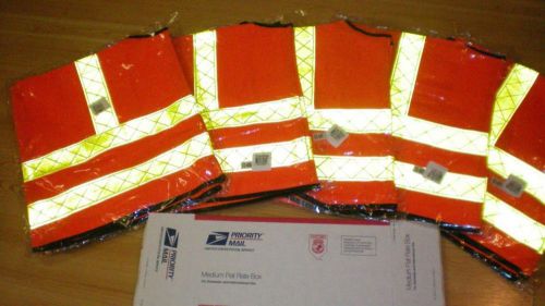5 PACK BRAND NEW FACTORY SEALED REFLECTIVE SAFETY VESTS - ANSI CLASS 3 GARMET