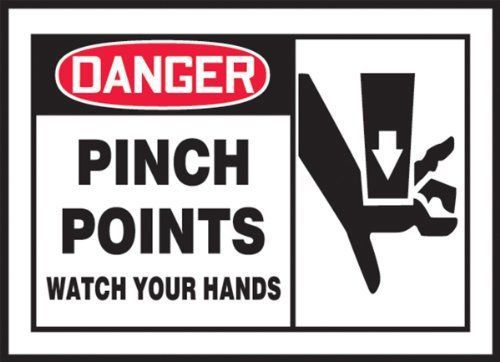 Safety label legend &#034;danger pinch points watch your hands&#034; with graphic for sale