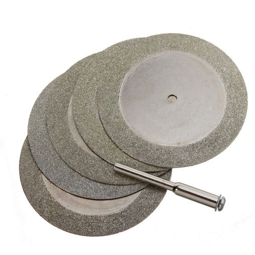5pcs 50mm mini diamond rotary cutting discs cut off wheel + drill bit diy tool for sale