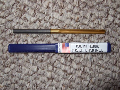 New .250 cjt/koolcarb coolant feeding carbide tipped drill  tin coated usa made for sale
