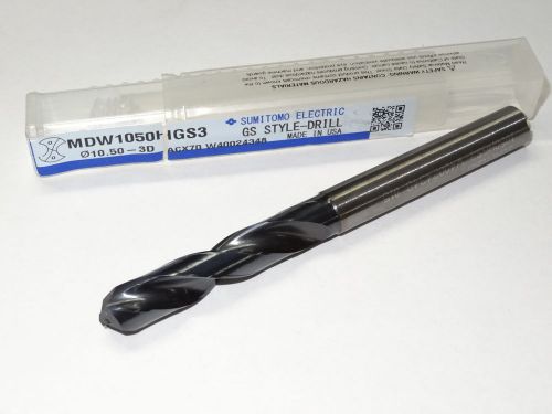 New sumitomo 10.50mm 3xd solid carbide oil coolant-thru stub length gs-drill pvd for sale