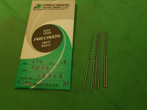 Lot of 4 r52fs  #56 fast spiral taper length hss drill  made in  usa for sale