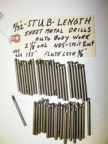1-lot of 50-pcs , sheet metal stub lenght drill bits - 5/32&#034;. 2 1/8&#034; oal, for sale