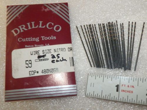 25each  wire size #59  0.0410&#034; drill bits   drillco  edp 480n059 usa  (loc12) for sale
