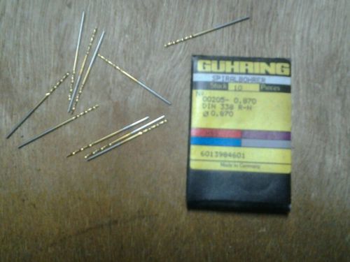 GUHRING MICRO DRILL .87mm .03425 TIN COATED  10 PIECES NUMBER TWIST DRILL