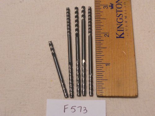 5 NEW 3 MM SHANK CARBIDE END MILLS. 4 FLUTE. DOUBLE END LONGS. USA MADE. (F573)