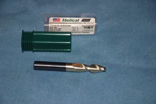 Helical carbide 3/8  2 flute ball end mill, new