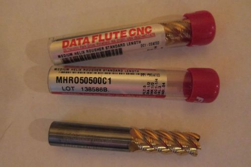 DATA FLUTE CARBIDE 1/2&#034; ROUGHER END MILL MED. HELIX 5 FLUTE C1 COATING - NEW