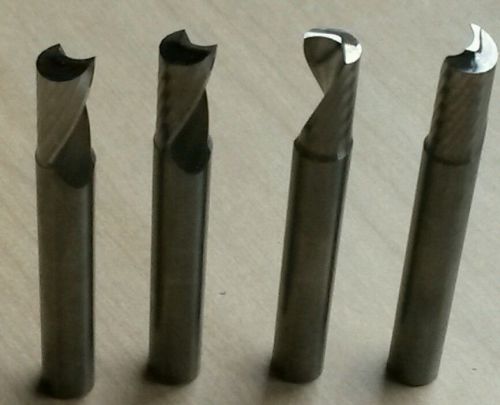 4 pc- 6mm diameter, 12mm loc,  50mm oal single flute carbide end mills for sale