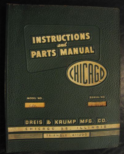 Chicago Model 68C, Instructions and Parts Manual