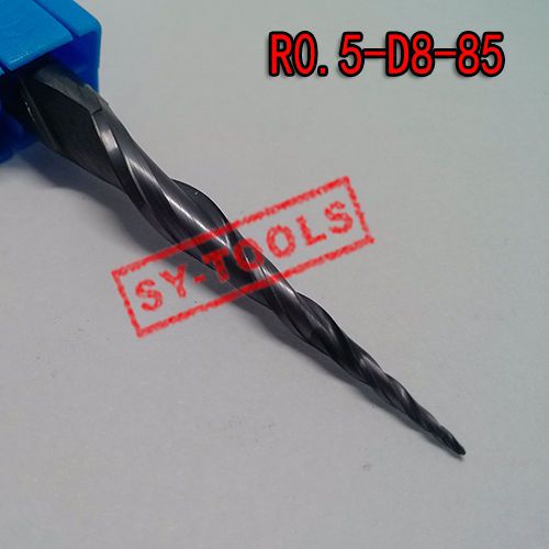 1pc r0.5*d8*45*85 solid carbide tapered ball nose end mill coating tialn hrc55 for sale