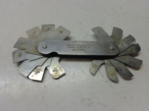 Starrett 272a fillet/radius gage 1/32-17/64&#034; concave/convex 16 leaves, good cond for sale