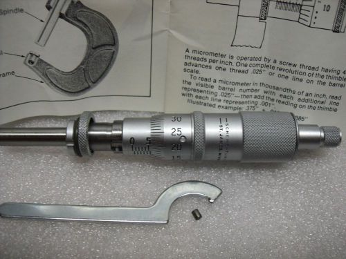 Scherr tumico st 1001 micrometer head 1760-lrm 0-25mm range .01mm increments for sale