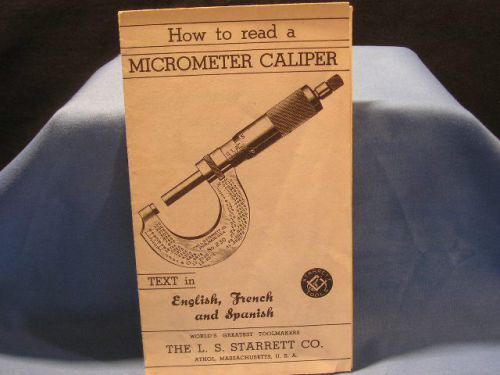 &#039;How To Read A Micrometer Caliper&#039;,1942 Starrett Brochure
